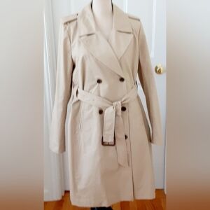 J. Crew Beige Double-Breasted, Button-down, Belted Trench Coat,   Size 12